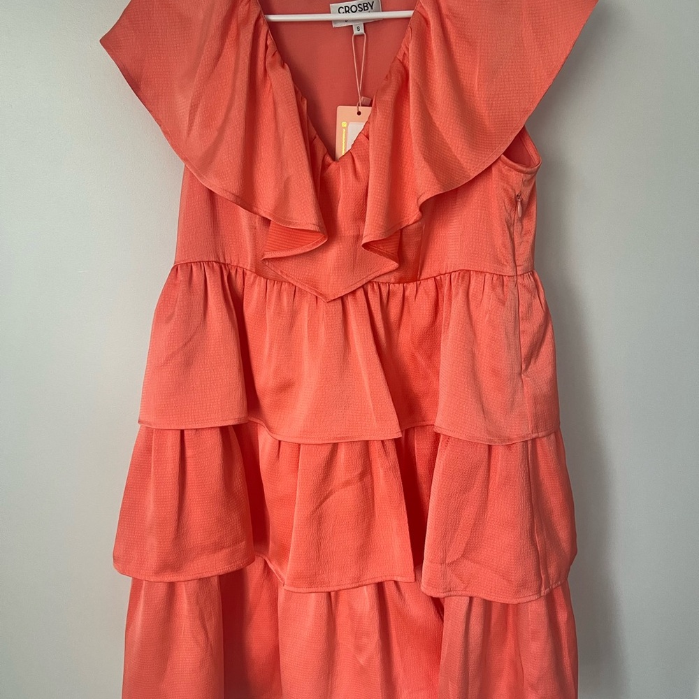 Crosby Zuri Dress (papaya) Pink Ruffled Tiered Sundress